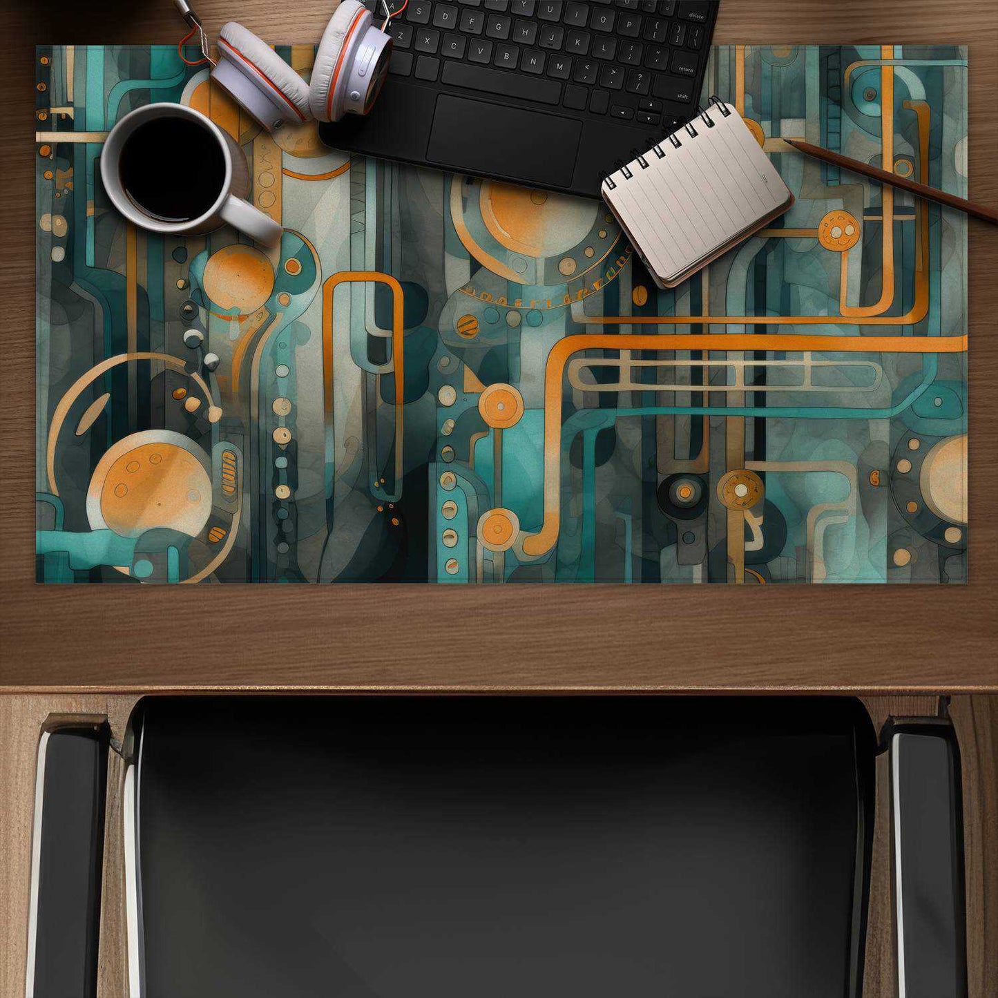 Astrological Machinery Gold Desk Mat | Home Decor Essential