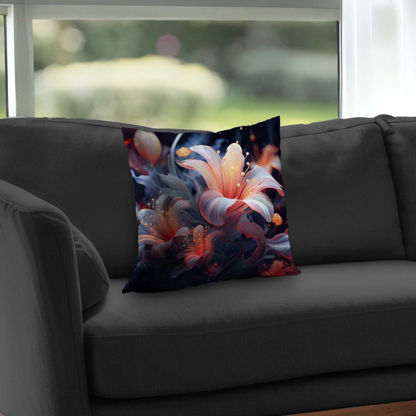 Coussin décoratif Astral Bloom en sergé de polyester - Garniture pour coussin intérieur