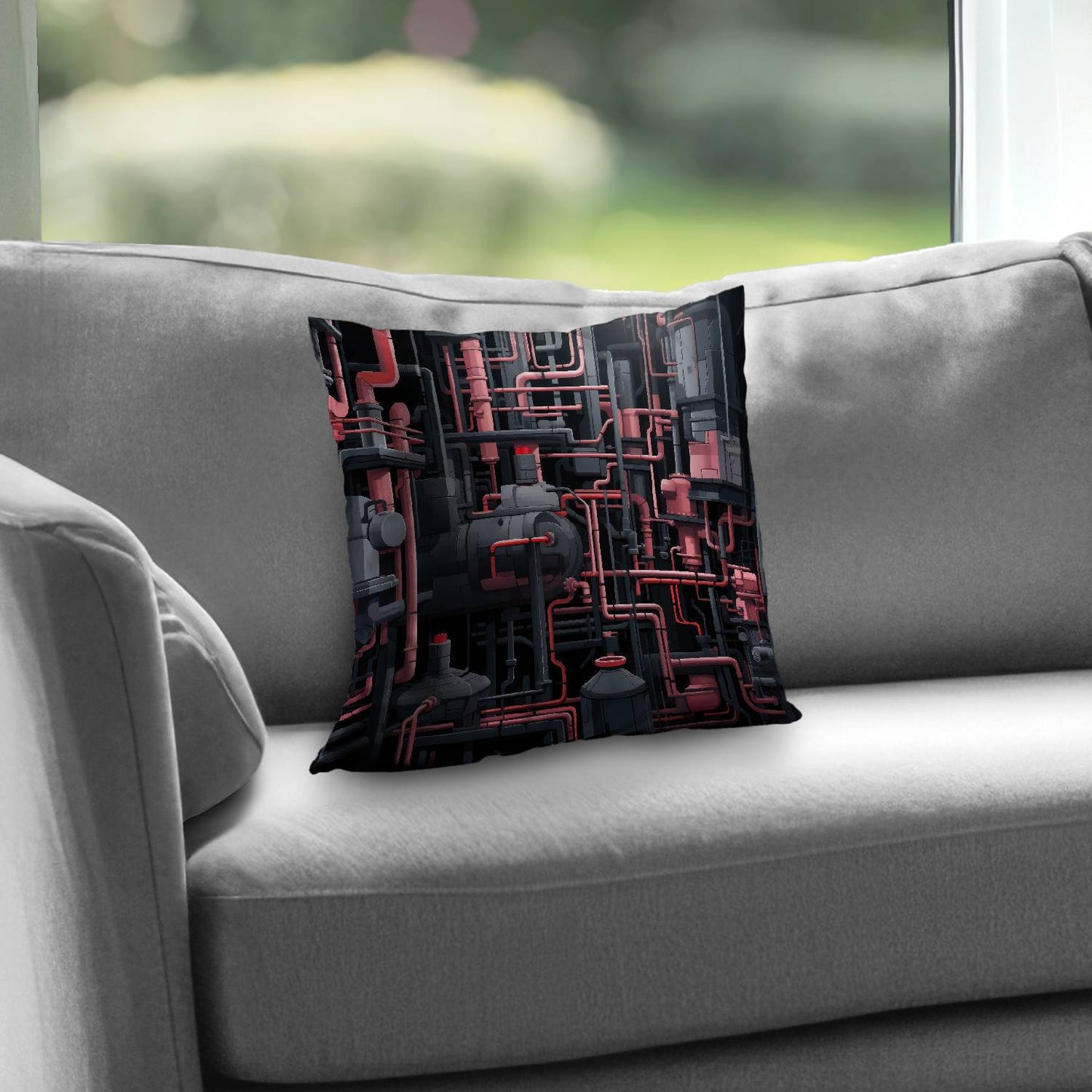 Dark pipes Gray poly twill throw pillow insert for home