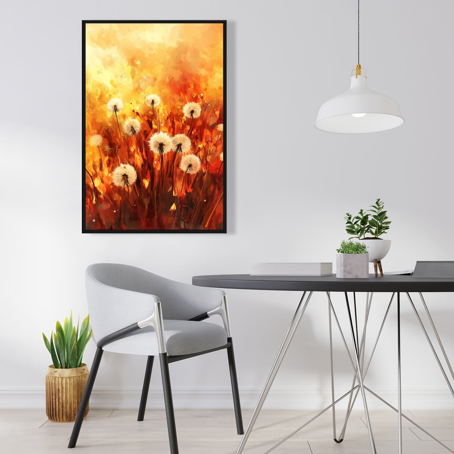 Dandelion fire - 36"x36" Framed canvas