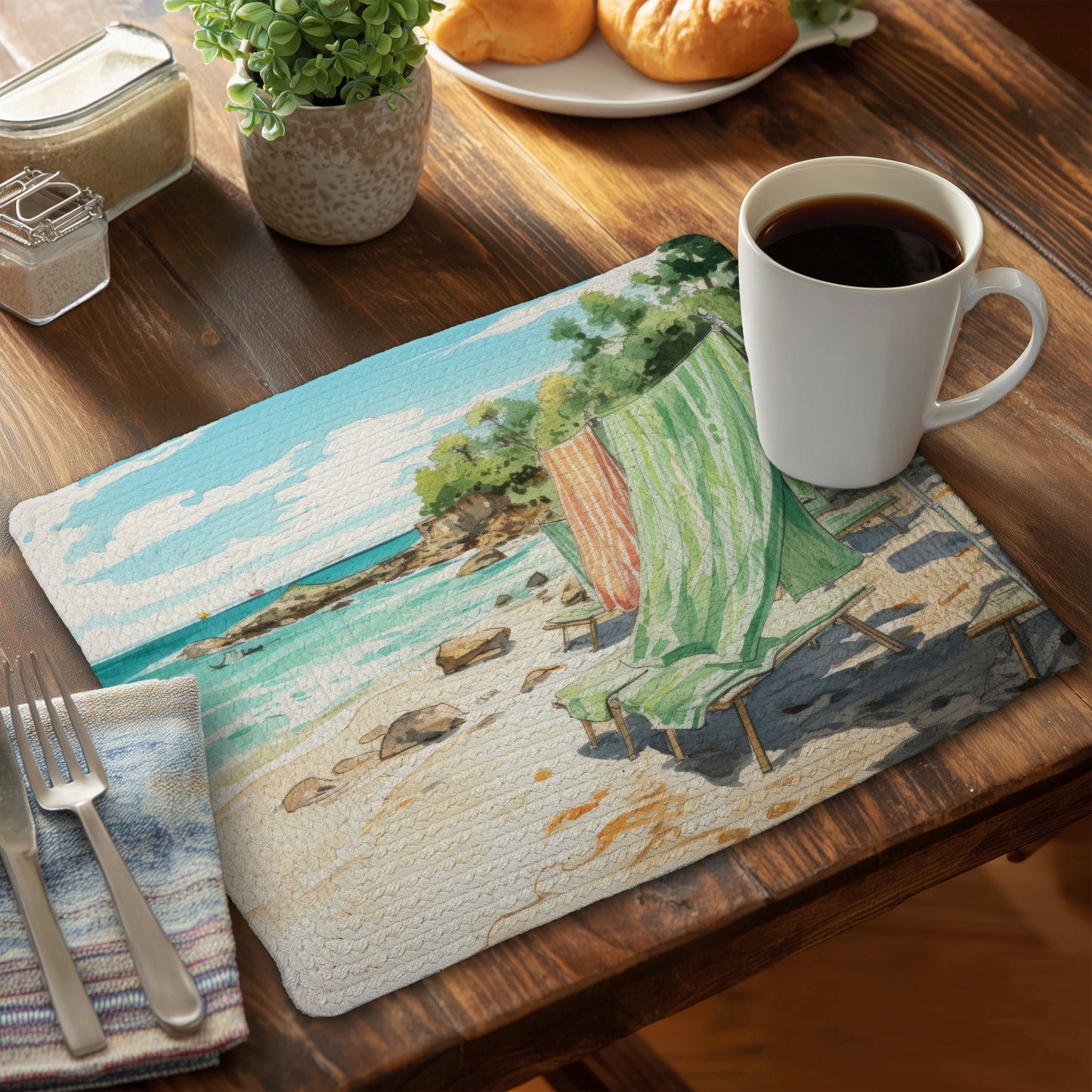 Beach Calm Braided Polyester Placemat for Home Decor