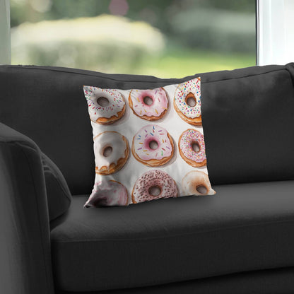 Donuts Poly Twill Throw Pillow - Cozy Home Decor Accent