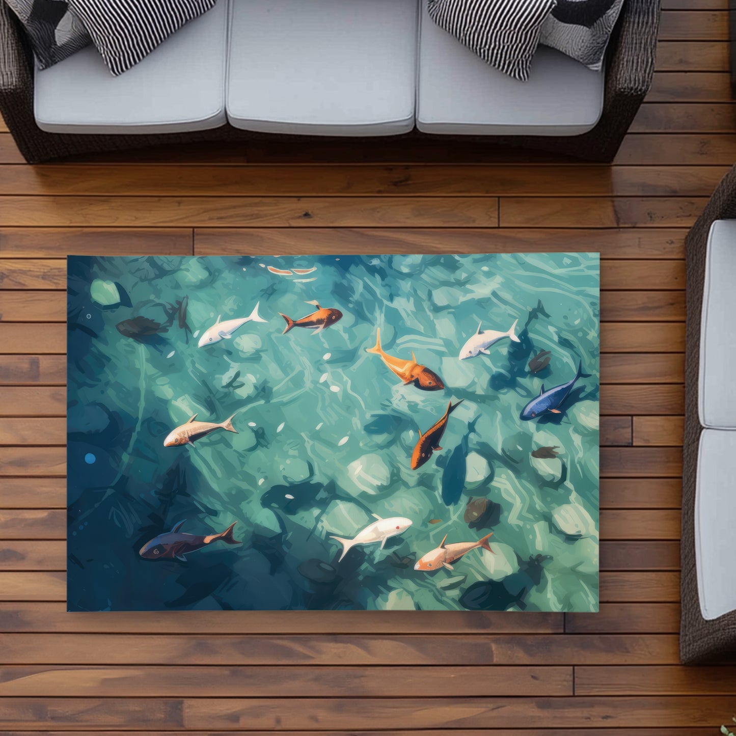 Caustic Fish Orange Outdoor Area Rug | Home Decor Essential