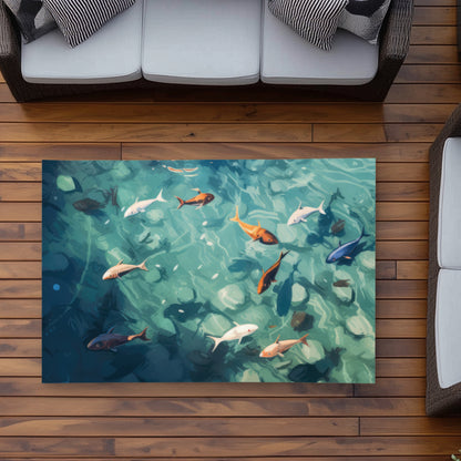 Caustic Fish Orange Outdoor Area Rug | Home Decor Essential