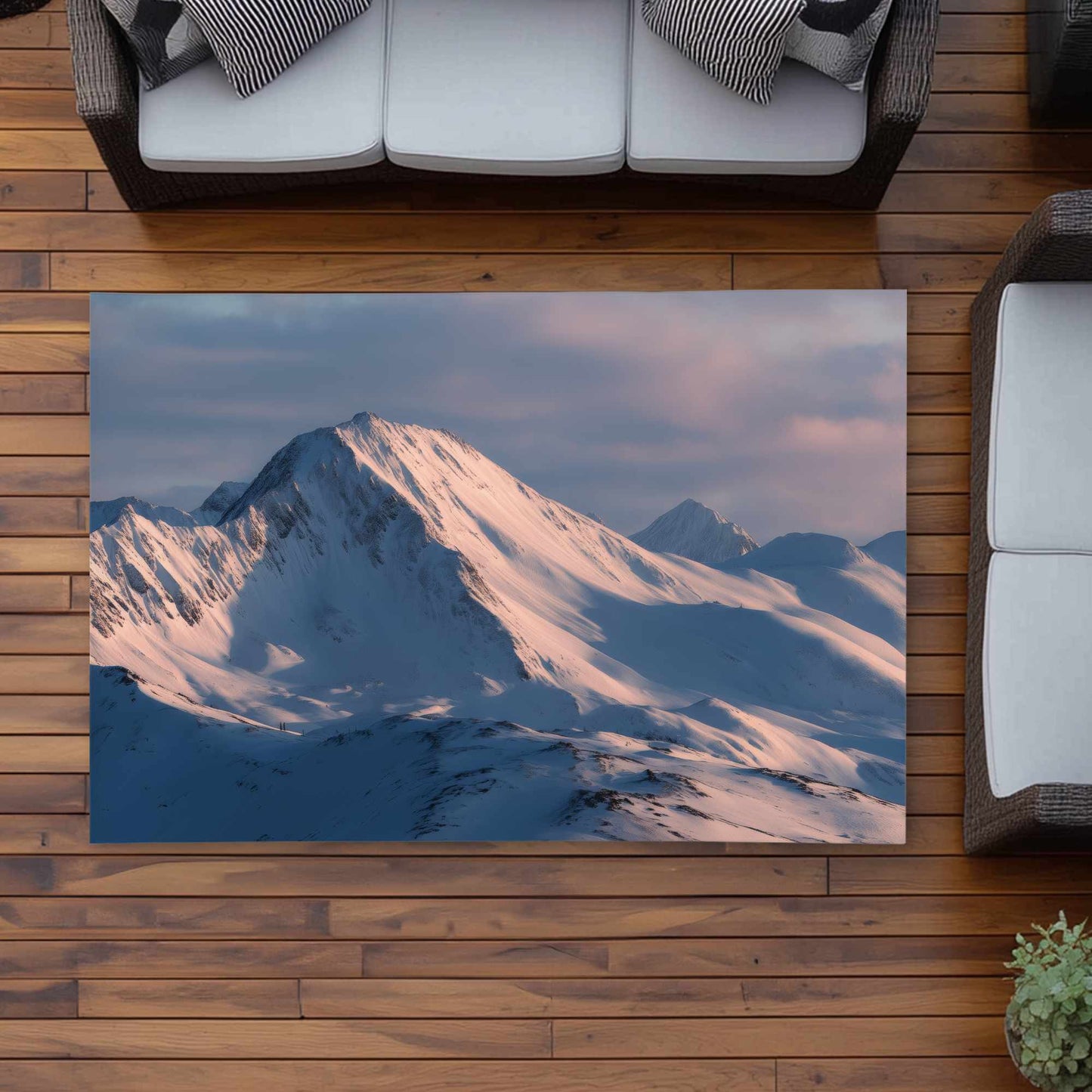 Tapis d'extérieur bleu Icy Peaks pour une décoration intérieure élégante