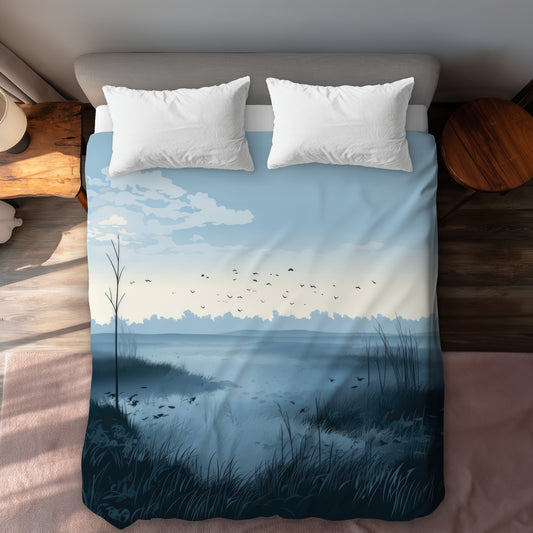 Evening Marsh Black Duvet Cover | Elegant Home Decor