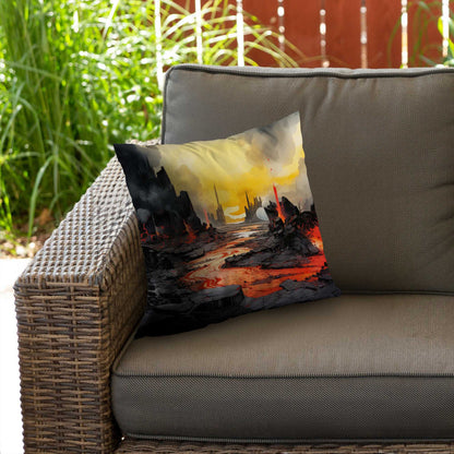Charred Yellow Poly Twill Throw Pillow - Home Decor Insert