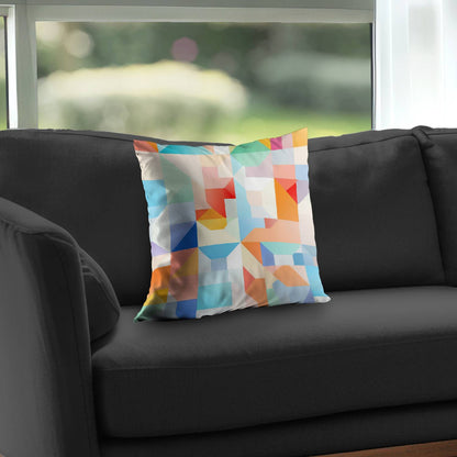 Coussin décoratif en sergé de polyester à motif géométrique - Cadence géométrique