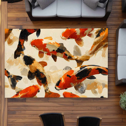 Koi Dance Flow Outdoor Area Rug | Stylish Home Decor