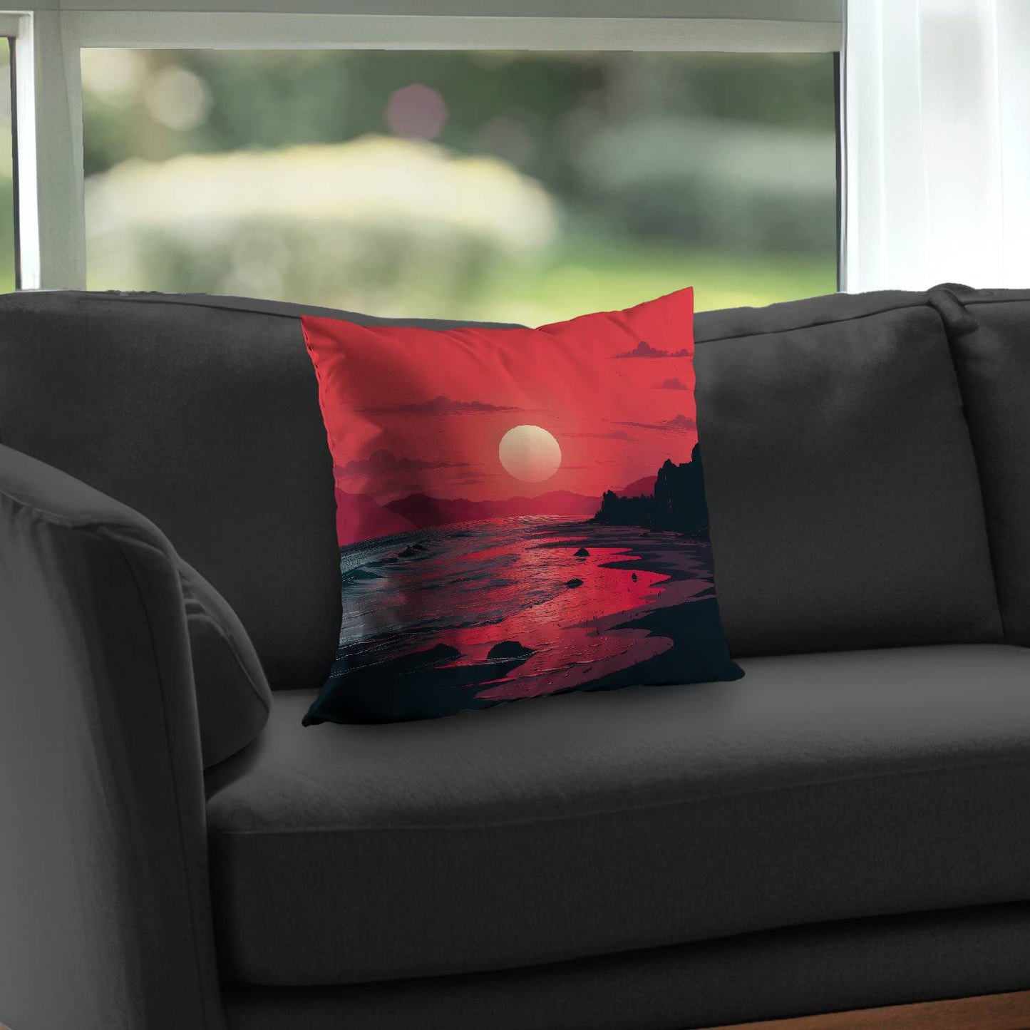 Coussin décoratif en sergé de polyester Red Sky | Accessoire de décoration élégant pour la maison