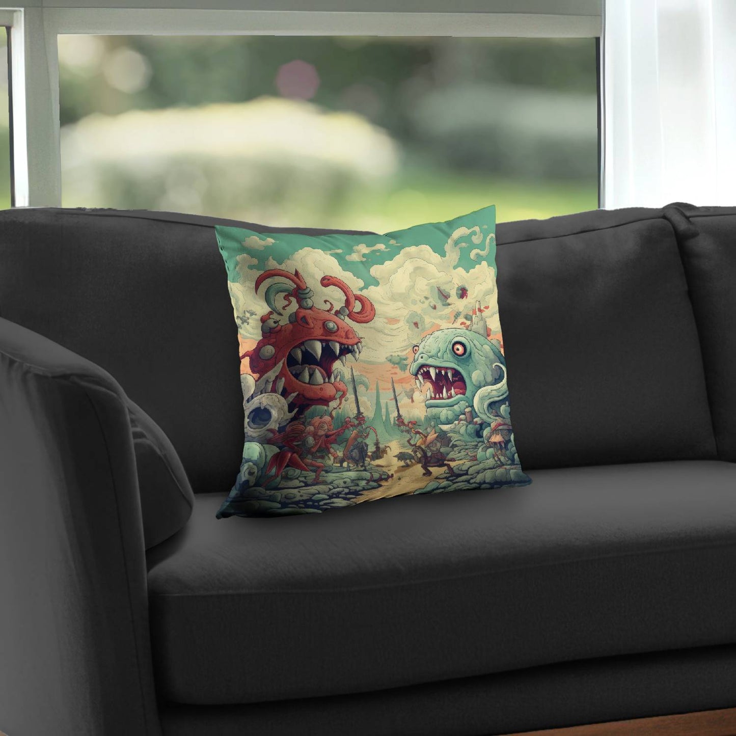 Two titans - Throw pillow - Print on demand