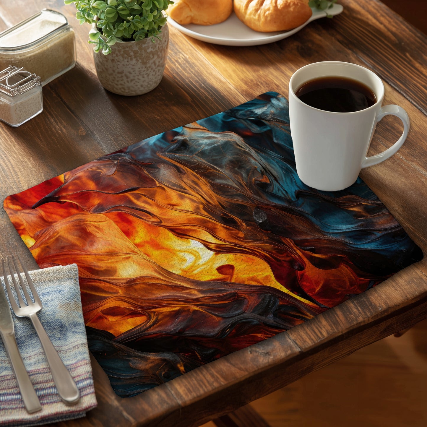 Crystallized Fire Braided Polyester Placemat for Home Decor