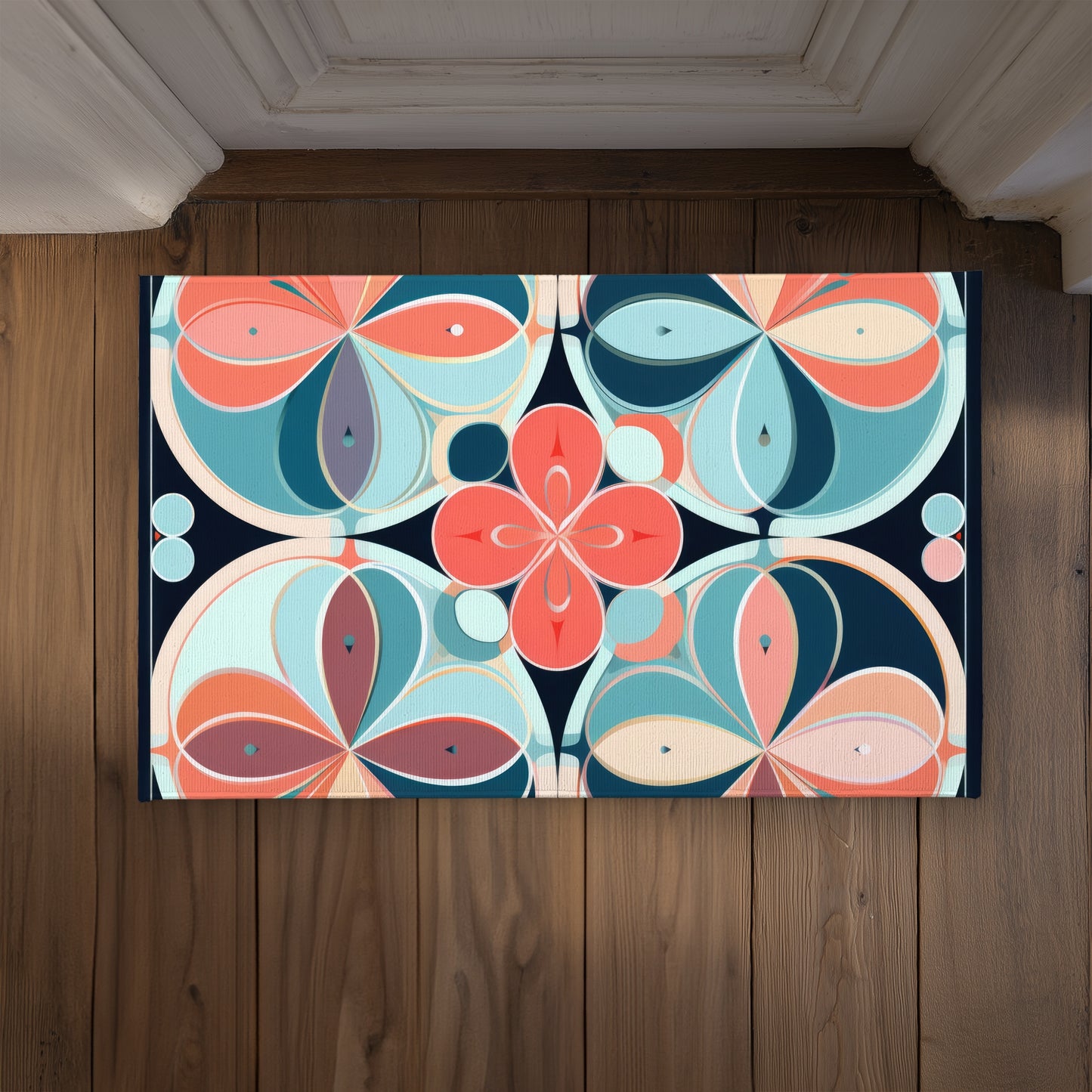 Pastel Mandala Black Indoor Outdoor Door Mat | Home Decor