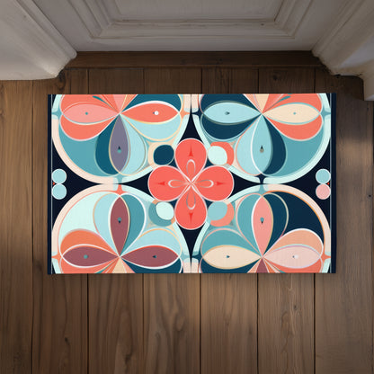 Pastel Mandala Black Indoor Outdoor Door Mat | Home Decor