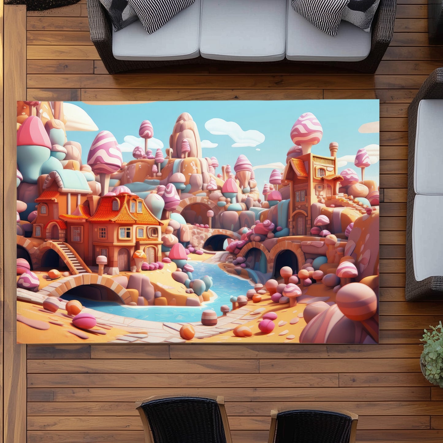 Sweet kingdom Orange Outdoor Area Rug | Stylish