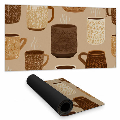 Cozy Cup Collection Desk Mat - Stylish Home Decor Essential