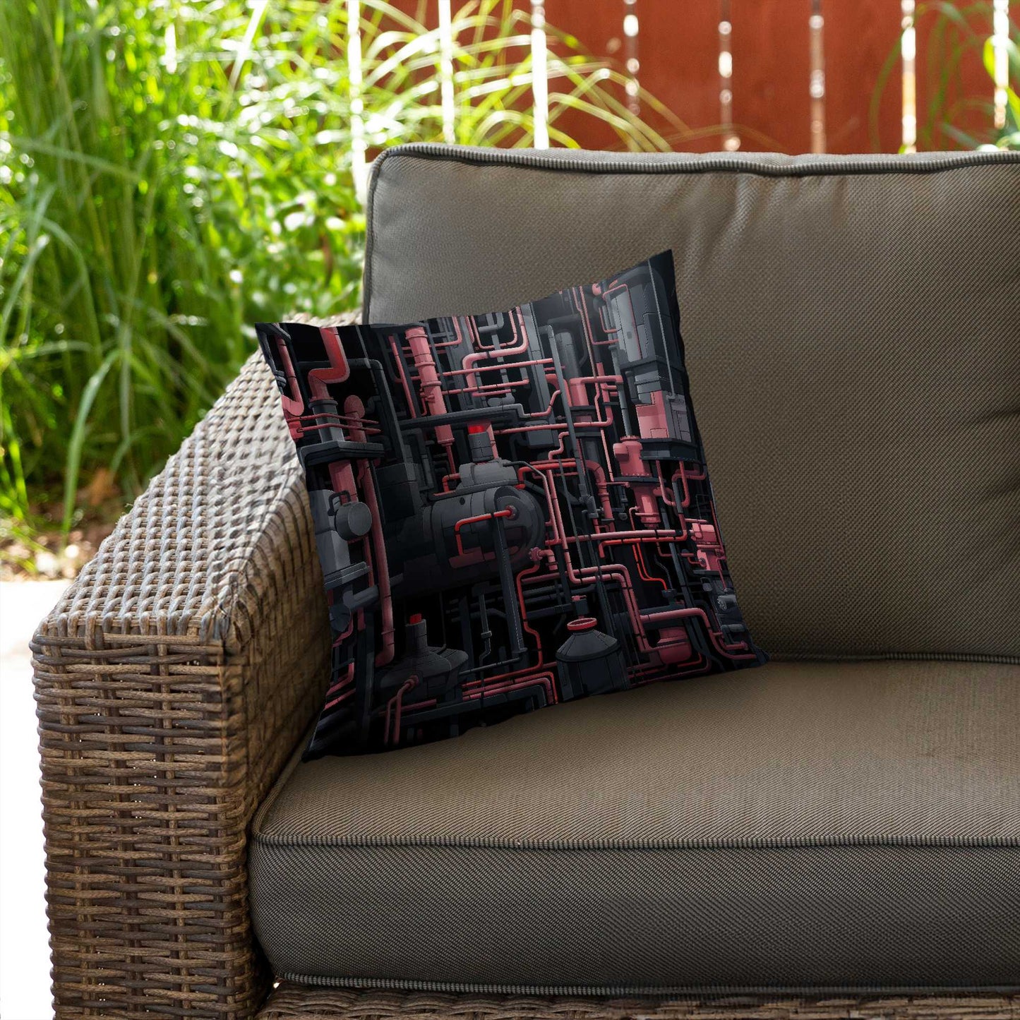 Dark pipes Gray poly twill throw pillow insert for home