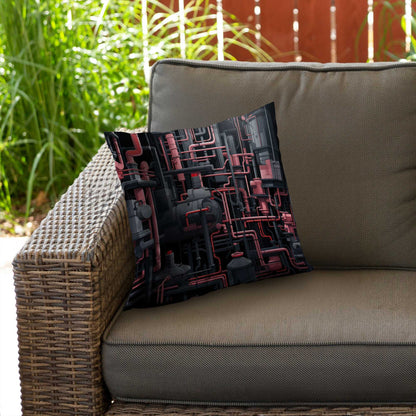 Dark pipes Gray poly twill throw pillow insert for home