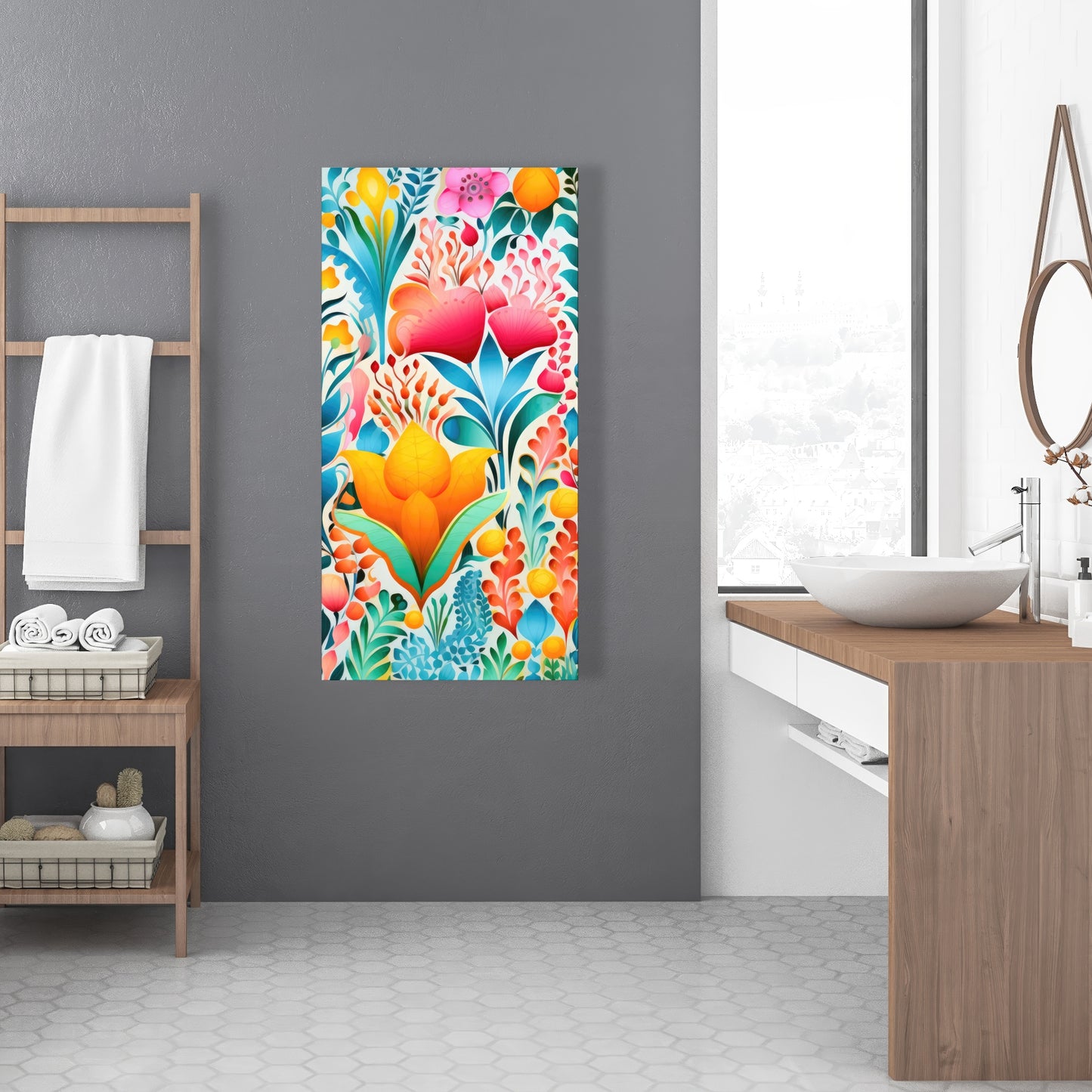 Flowing Flowers - Green Canvas for Elegant Home Decor
