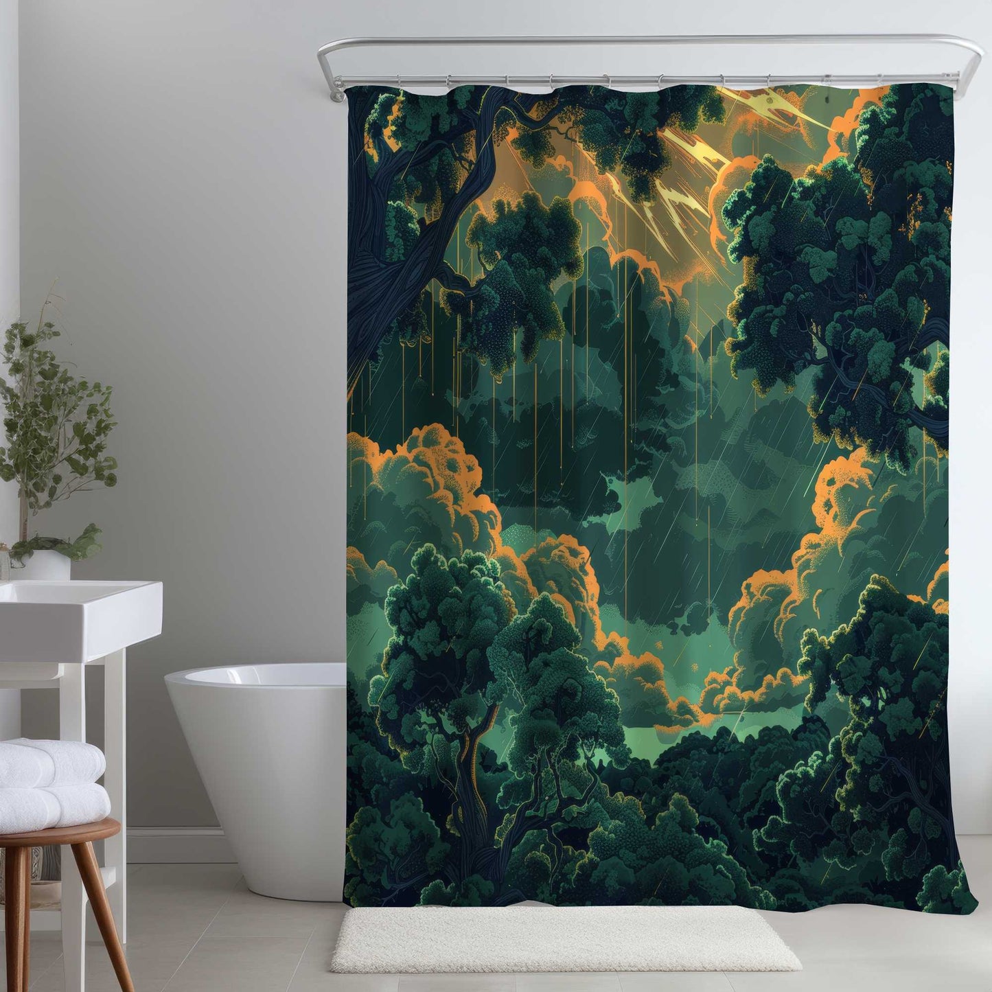Rideau de douche Gouttes - Décoration élégante pour salles de bain
