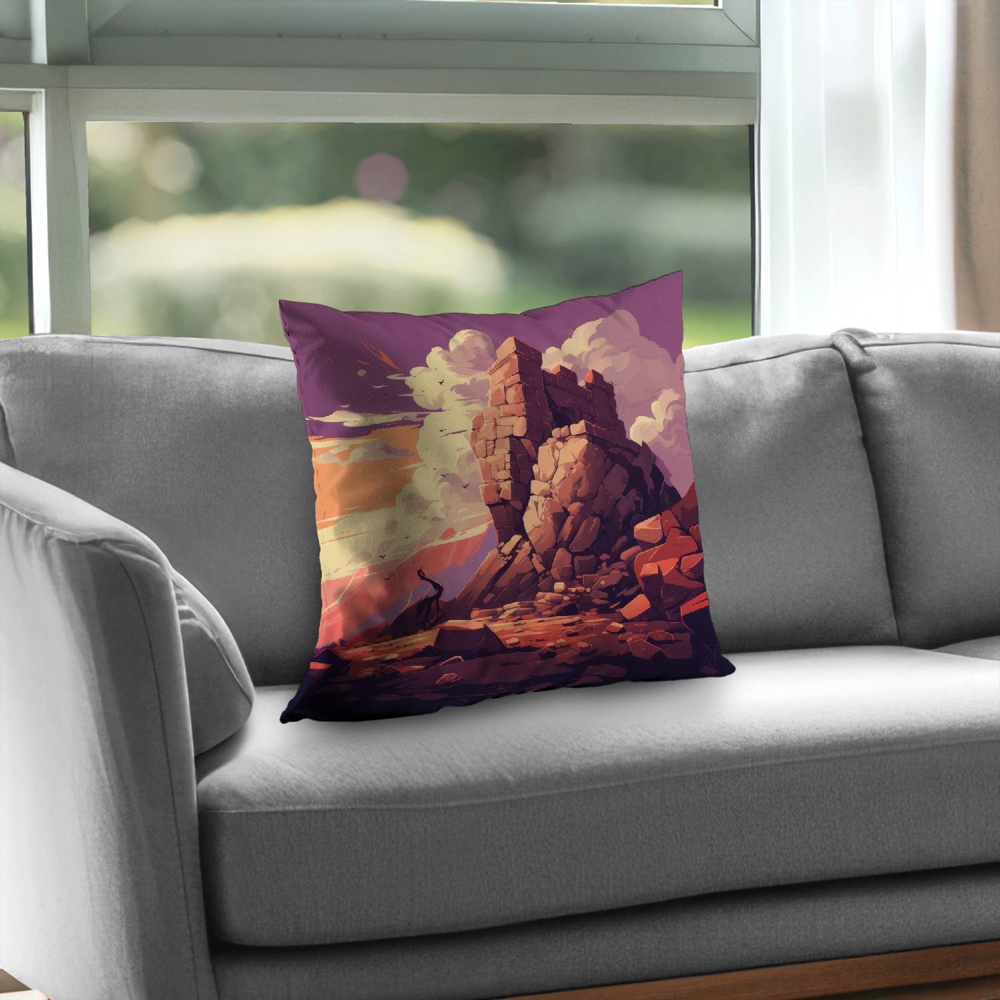 Standing above - Throw pillow - Print on demand