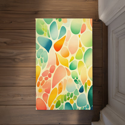 Organic Fruits Turquoise Indoor Outdoor Door Mat | Decor