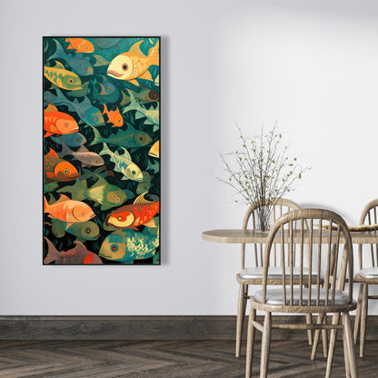 Simple fishes - 36"x36" Framed canvas