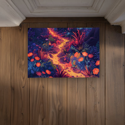 Burning Flowers Red Indoor Outdoor Door Mat - Home Decor