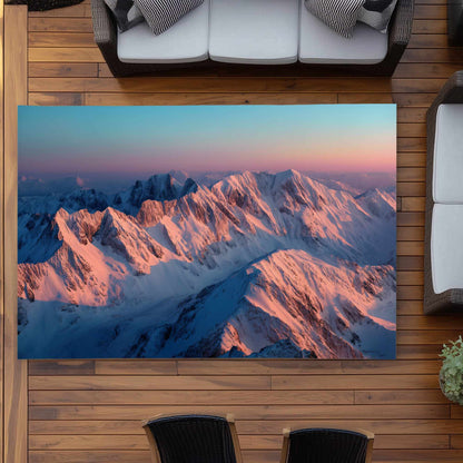 Tapis d'extérieur bleu Sunny Peaks | Design élégant
