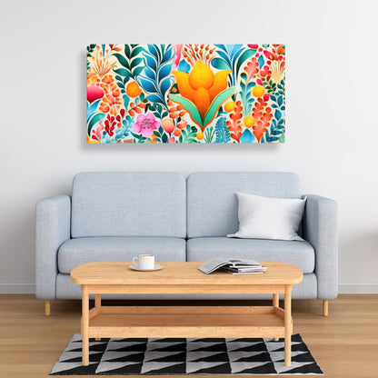 Flowing Flowers - Green Canvas for Elegant Home Decor