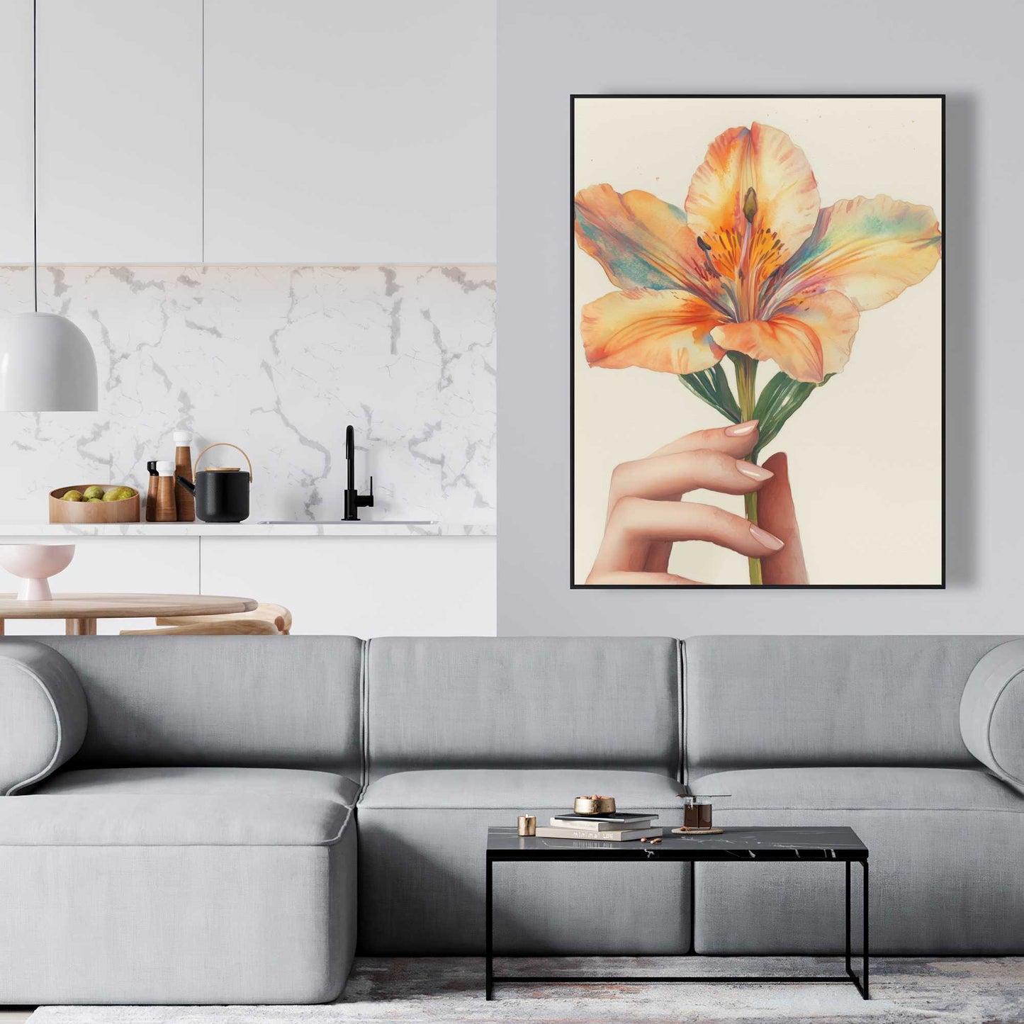 Ahold - Yellow Framed Canvas for Stylish Home Decor