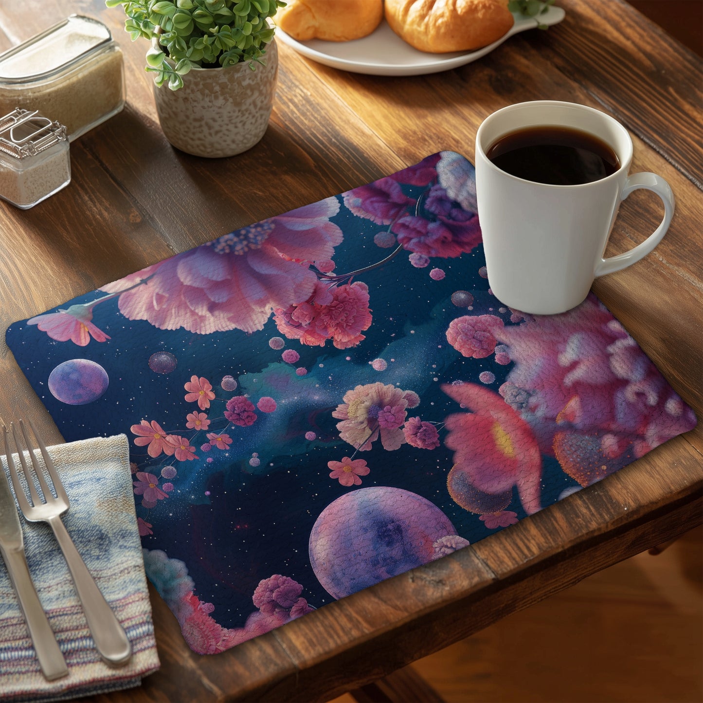 Pink Void - Braided Polyester Placemat for Home Decor