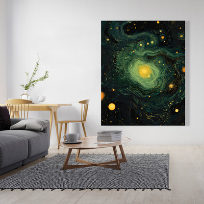 Illuminated in Space - Black Canvas Home Decor Art Print