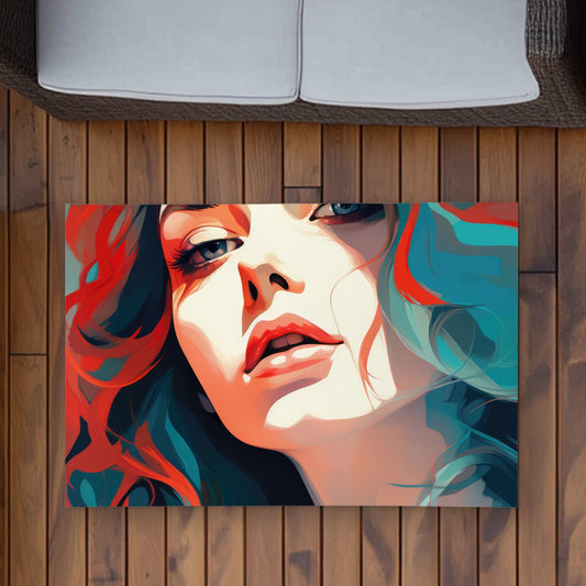 Dangerous Lips - Blue Outdoor Area Rug for Home Decor