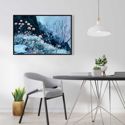 Annual freeze - Beige framed canvas for elegant home decor