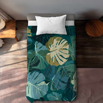 Housse de couette à motif de feuilles tropicales | Linge de lit élégant pour la maison