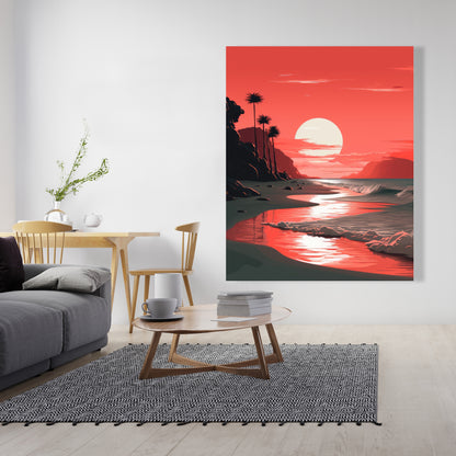 Blood Sun - Gray Canvas Art for Modern Home Decor