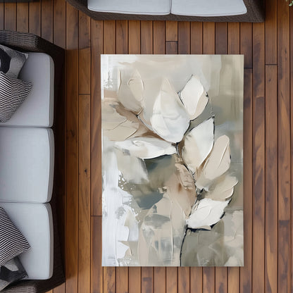Tapis d'extérieur blanc feuille | Solution de décoration élégante pour la maison