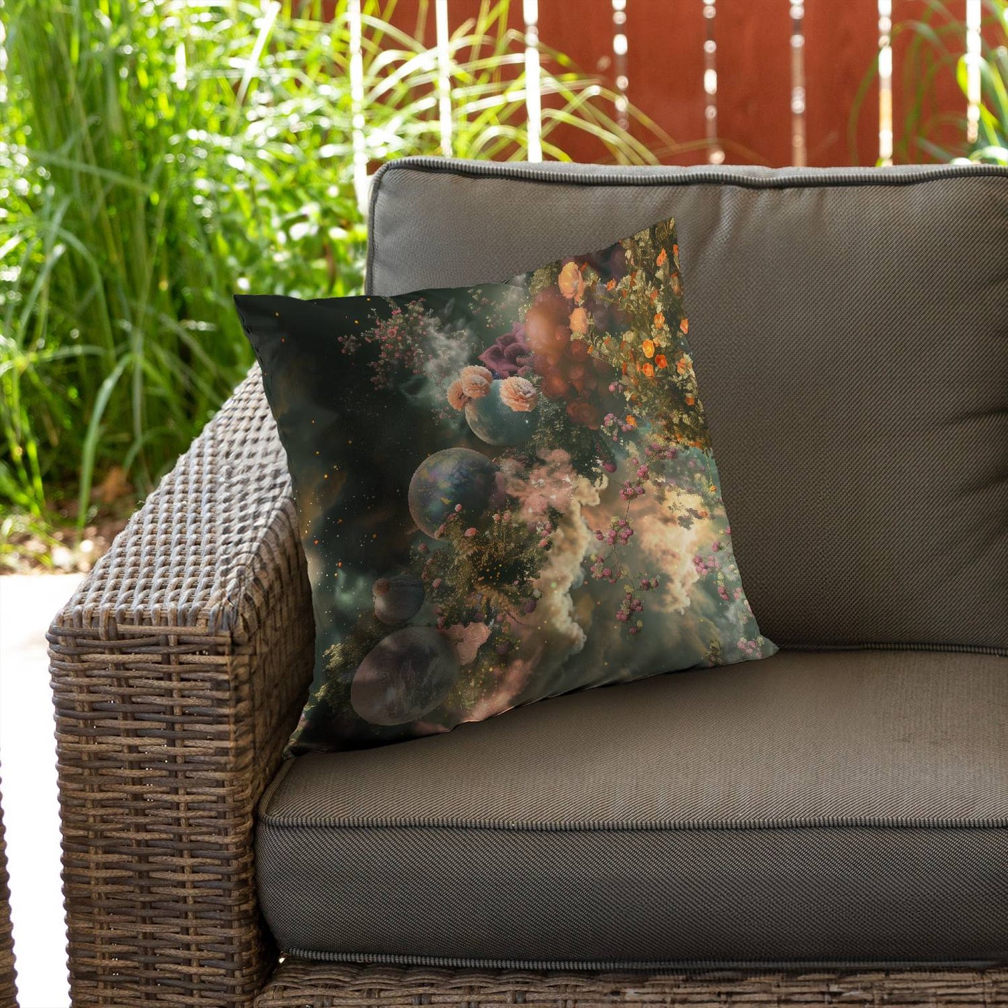 Bloom space - Throw pillow - Print on demand