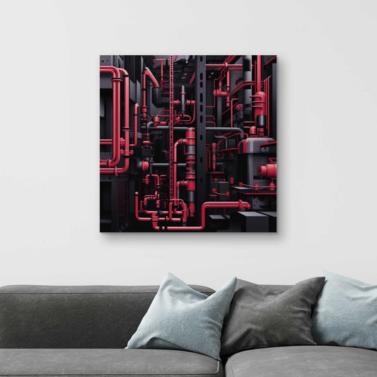Machinery Black Canvas - Modern Artwork | Stylish Design