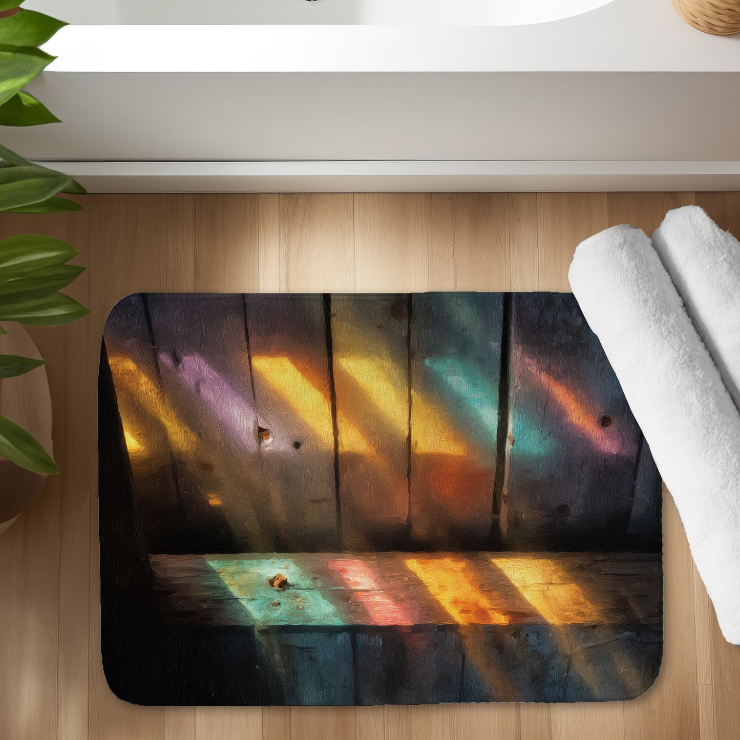 Rainbow Glint Bath Mat - Colorful Home Decor for Comfort