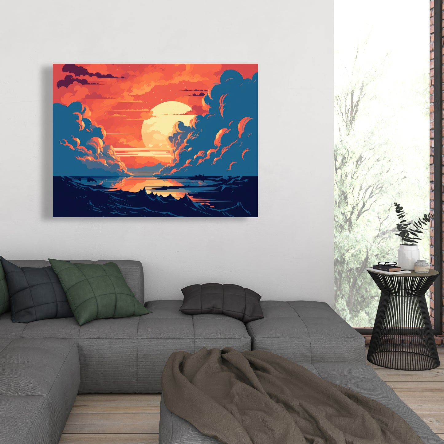 Orange and Blue - Yellow Canvas for Home Decor | Vibrant Art