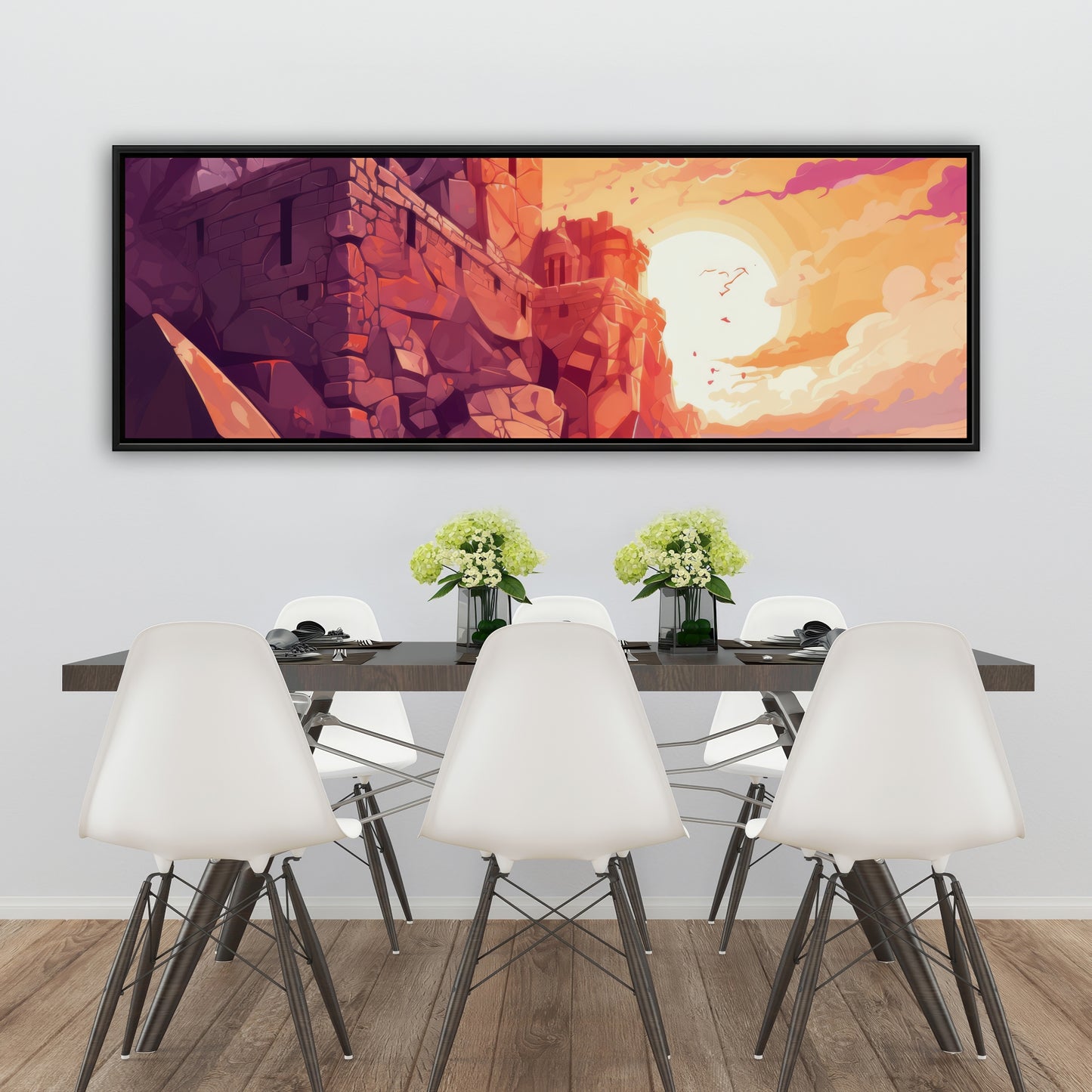 The Setting Rampart - Pink Framed Canvas for Home Decor