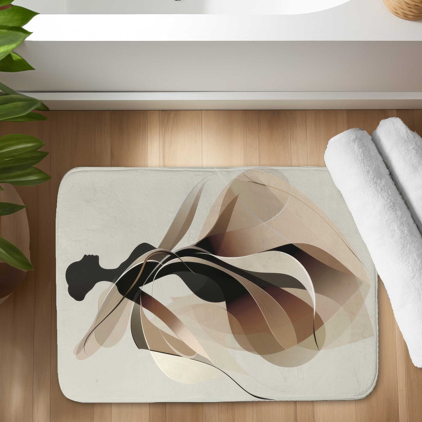 Classy silhouette Black Bath Mat for Elegant Home Decor