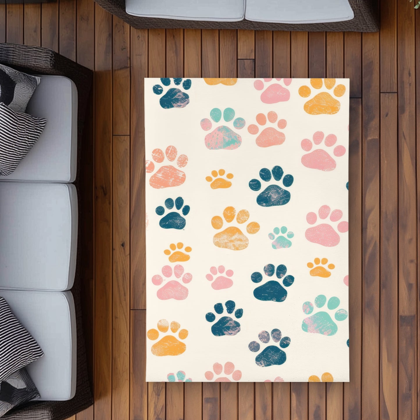 Tapis d'extérieur à motif Pattes adorables – Un accent de décoration élégant pour la maison