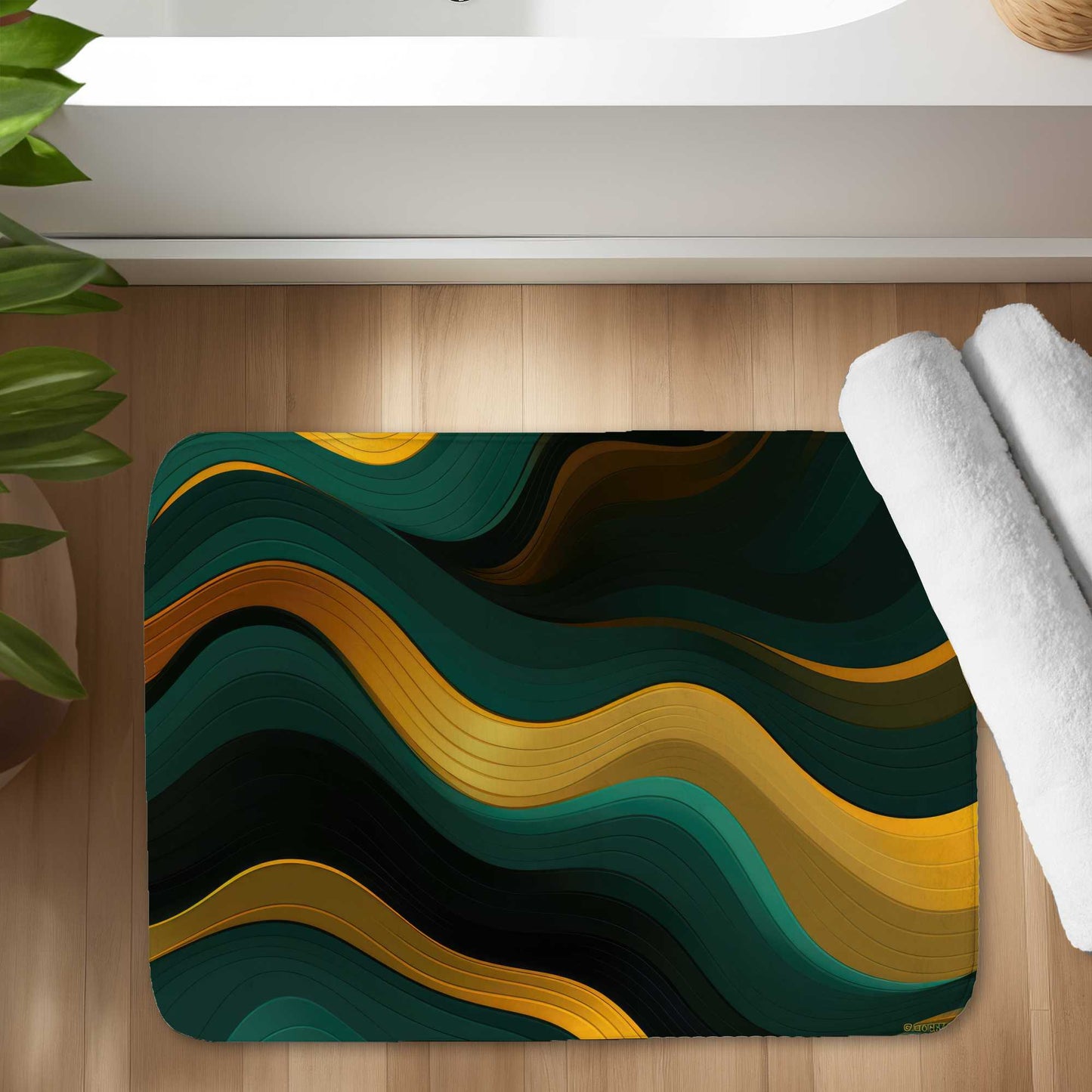 Golden Harmony Bath Mat | Stylish Home Decor Rug