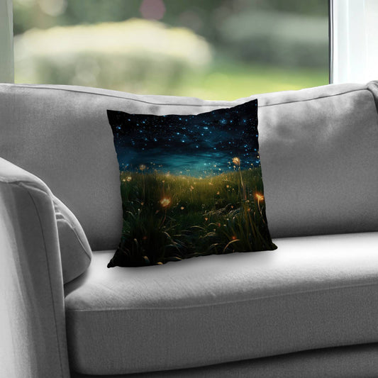The night sky Orange poly twill throw pillow | Home insert