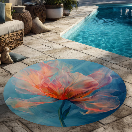 Tapis d'extérieur rond bleu clair - Design élégant