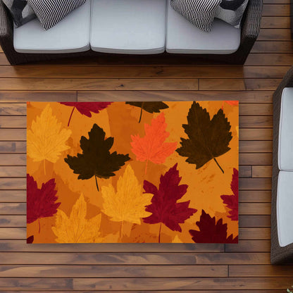 Tapis d'extérieur Feuilles aux reflets automnaux | Décoration intérieure chaleureuse