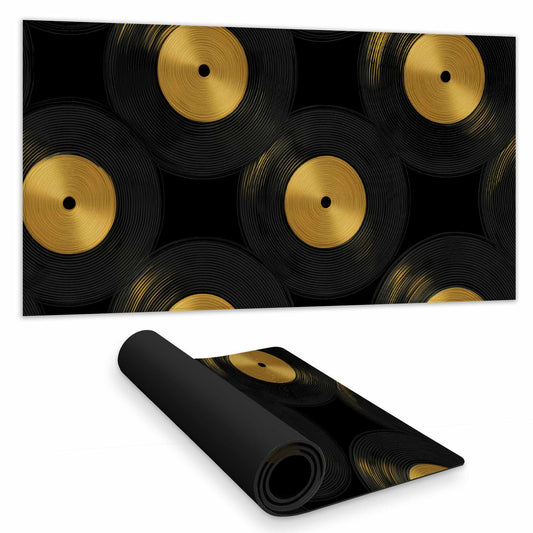 Golden Groove Circles Desk Mat - Stylish Home Decor Pad
